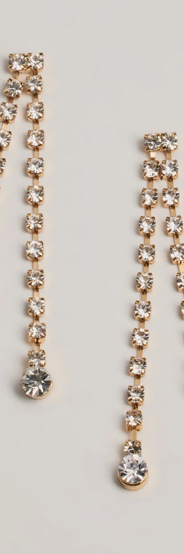 Time to Glam Tiered Fringe Rhinestone Earrings