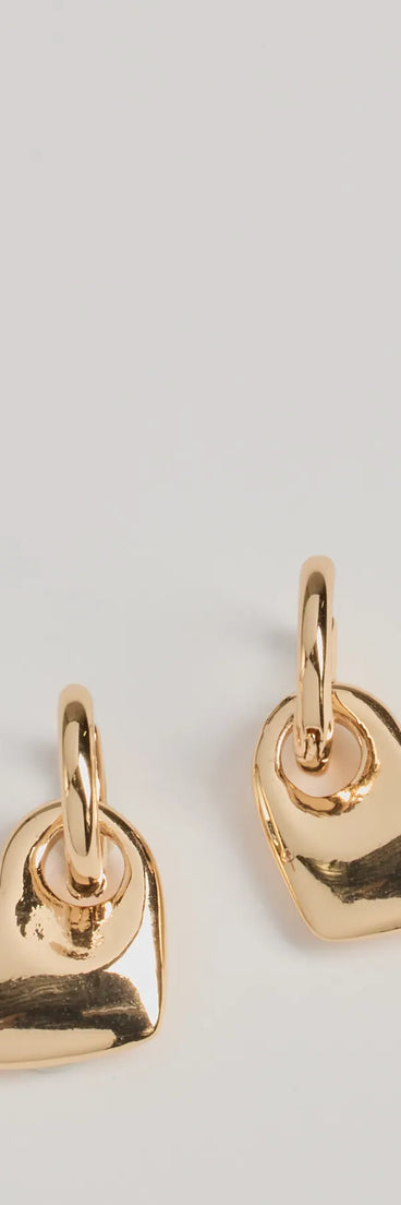 Whimsical Romance Heart Charm Huggie Earrings, a trendy gold addition to women's going-out outfits, is ideal for Christmas party outfits, chic NYE attire, or winter night-out looks that keep you on-trend!