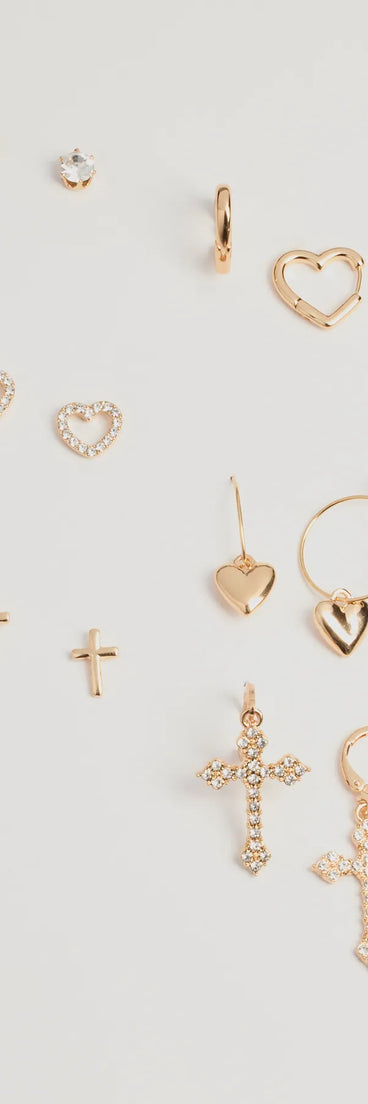 Adorable Trend Stud And Hoop Earrings Set, a trendy gold addition to women's going-out outfits, is ideal for Christmas party outfits, chic NYE attire, or winter night-out looks that keep you on-trend!