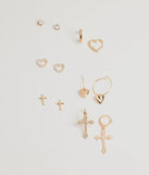 Adorable Trend Stud And Hoop Earrings Set, a trendy gold addition to women's going-out outfits, is ideal for Christmas party outfits, chic NYE attire, or winter night-out looks that keep you on-trend!