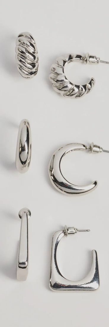
Upgrade your style game for 2025 with the Minimal Glam Three-Pack Earrings Set in silver, perfect for any fashion-forward wardrobe.