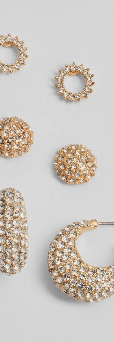 Dazzle Diva Rhinestone Three-Pack Earrings Set