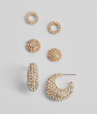 Dazzle Diva Rhinestone Three-Pack Earrings Set