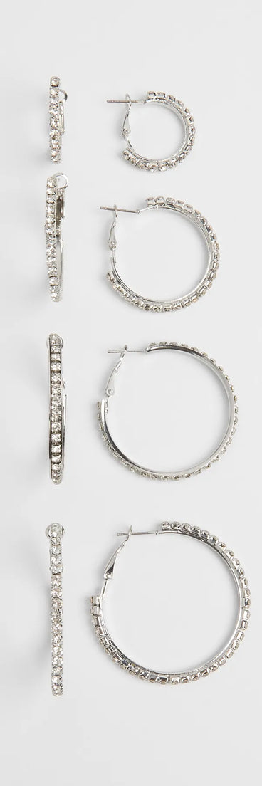 Get inspired with the Classic Shine Rhinestone Hoop Earrings Set, a feed-worthy silver piece that’s part of Windsor's updated and curated women’s clothing edit packed with must-have fall outfit ideas.