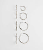 Classic Shine Rhinestone Hoop Earrings Set