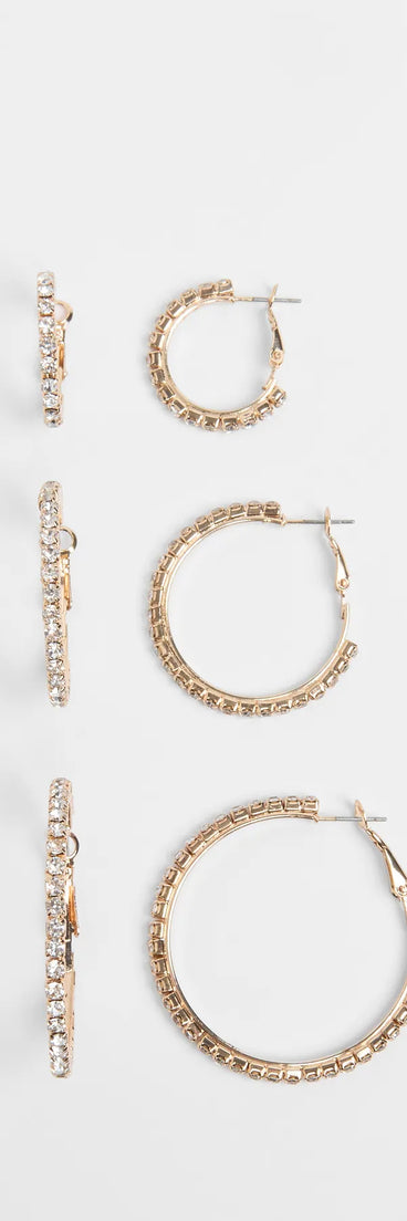 Get inspired with the Classic Shine Rhinestone Hoop Earrings Set, a feed-worthy gold piece that’s part of Windsor's updated and curated women’s clothing edit packed with must-have fall outfit ideas.