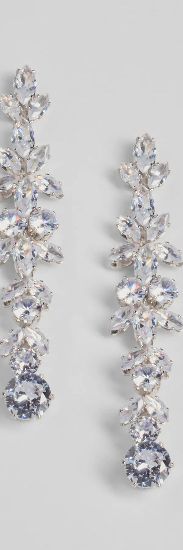 Radiant Allure Rhinestone Teardrop Linear Earrings