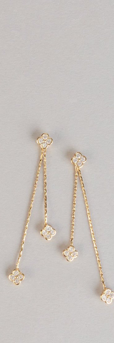 Lucky Girl Glow Rhinestone Clover Drop Earrings