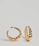 Chic Confidence Textured Hoop Earrings, a trendy gold addition to women's going-out outfits, is ideal for Christmas party outfits, chic NYE attire, or winter night-out looks that keep you on-trend!