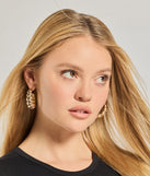 Chic Confidence Textured Hoop Earrings, a trendy gold addition to women's going-out outfits, is ideal for Christmas party outfits, chic NYE attire, or winter night-out looks that keep you on-trend!