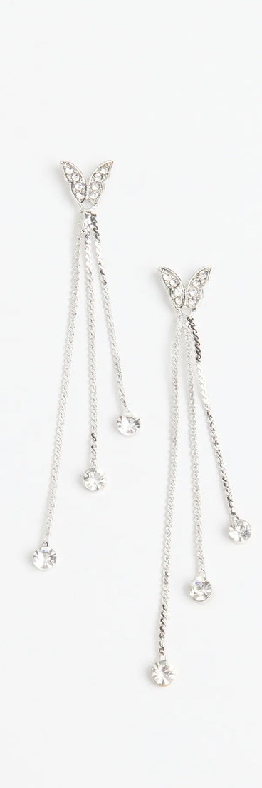 Dreamy Chic Rhinestone Butterfly Chain Earrings