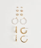 Trendy Glam Rhinestone And Pearl Earrings Set