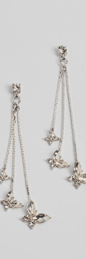 Adorable Shine Rhinestone Butterfly Drop Earrings