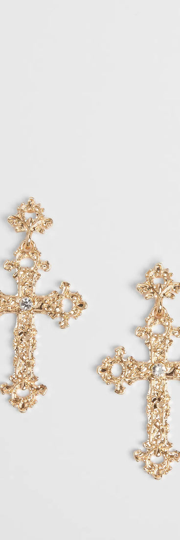 Glamorous Statement Cross Earrings
