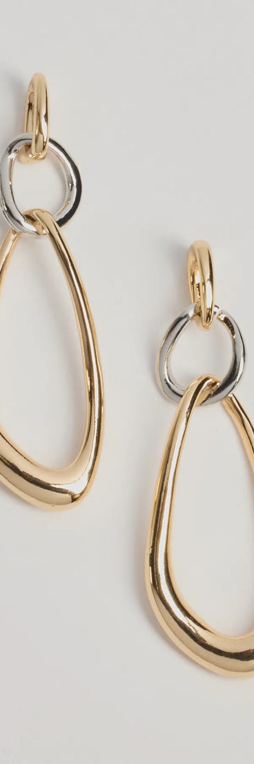 So Sleek Mixed Metal Drop Earrings