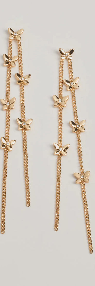 Butterfly Charm Linear Earrings