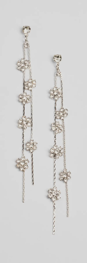 Floral Enchantment Rhinestone Linear Earrings