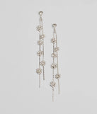 Floral Enchantment Rhinestone Linear Earrings