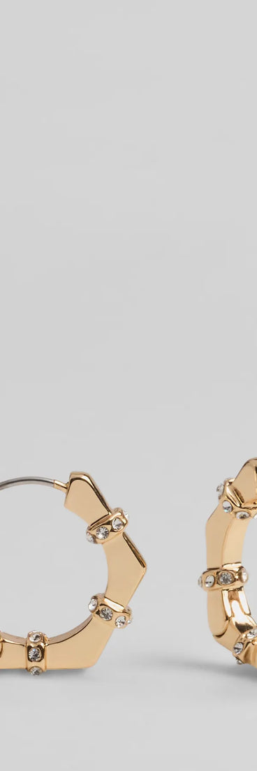 Glam Edge Rhinestone Trim Hoop Earrings