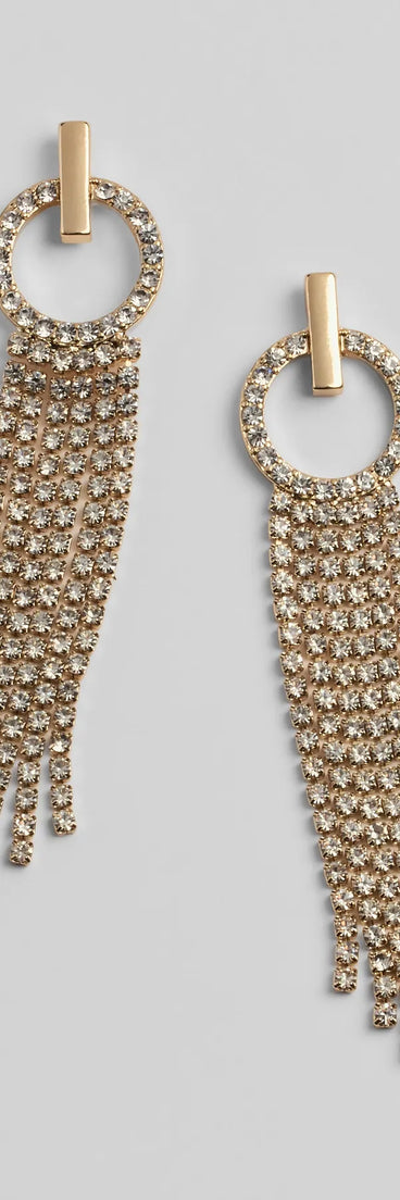 Step Up The Glamour Rhinestone Fringe Earrings