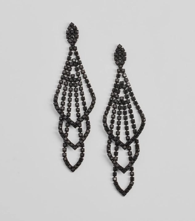Get inspired with the Glitzy Drama Rhinestone Chandelier Earrings, a feed-worthy black piece that’s part of Windsor's updated and curated women’s clothing edit packed with must-have fall outfit ideas.