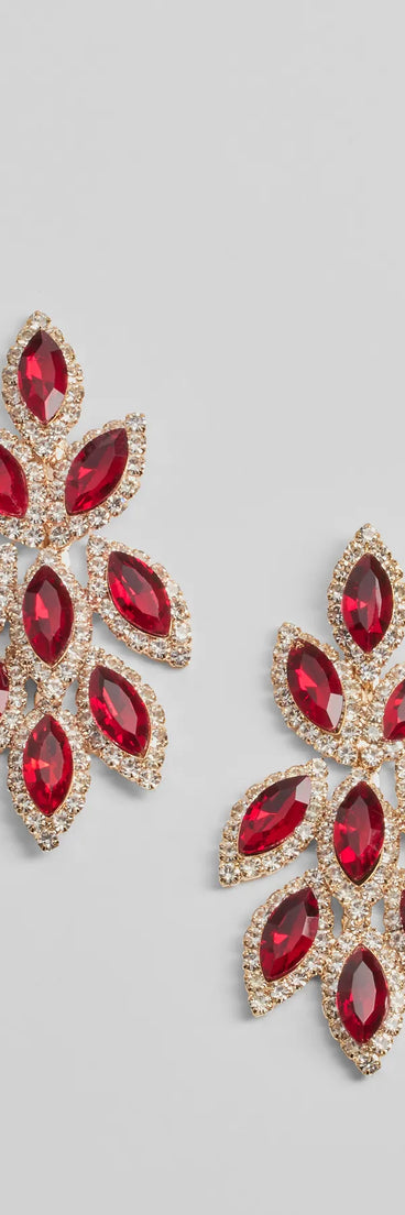 Reign With Glamour Gemstone Leaf Drop Earrings