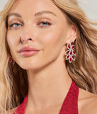 The Reign With Glamour Gemstone Leaf Drop Earrings in red is an elevated pick for your best outfit yet, effortlessly delivering a polished look that's sure to turn heads at any celebration.