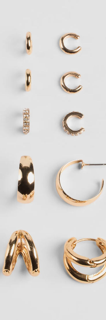 Glitzy Essentials Five-Pack Hoop Earrings