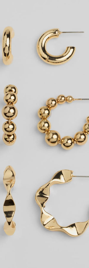 
Upgrade your style game for 2025 with the Bold Radiance Three-Pack Hoop Earrings Set in gold, perfect for any fashion-forward wardrobe.