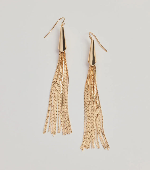 Charming Beauty Metal Tassel Earrings, a trendy gold addition to women's going-out outfits, is ideal for Christmas party outfits, chic NYE attire, or winter night-out looks that keep you on-trend!