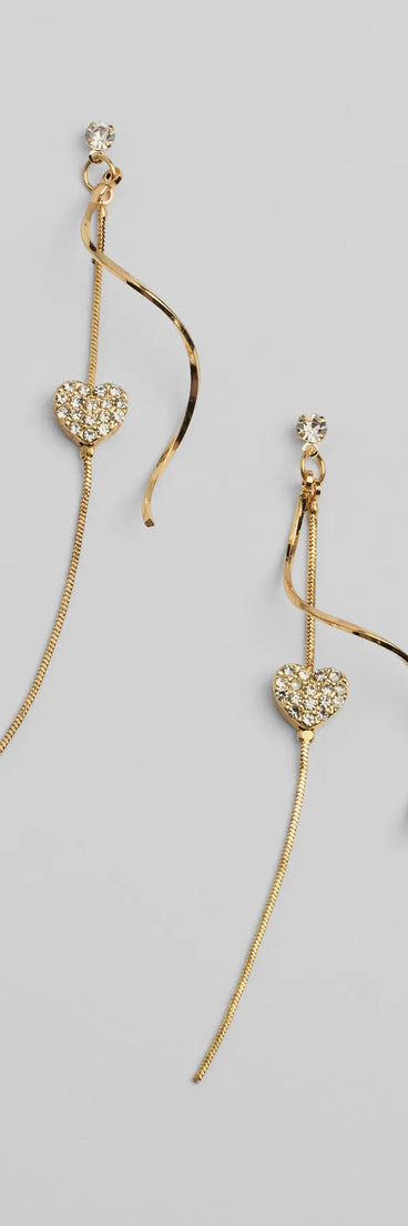 Whether you're dressing up for a romantic date or a Galentine's event, the Show Love Heart Rhinestone Twist Earrings in gold are the perfect accessory to elevate your Valentine's Day outfit.