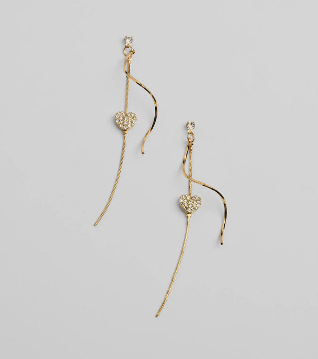 Whether you're dressing up for a romantic date or a Galentine's event, the Show Love Heart Rhinestone Twist Earrings in gold are the perfect accessory to elevate your Valentine's Day outfit.