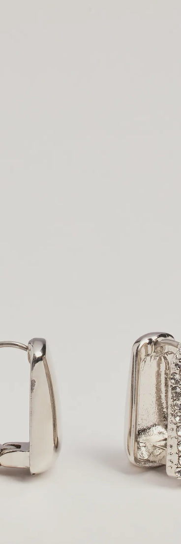 Glamour All The Time Rhinestone Huggie Earrings