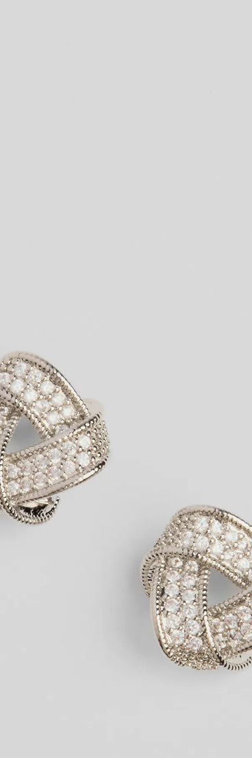 Lovers' Knot Rhinestone Stud Earrings