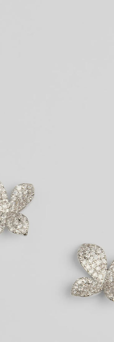 Flourishing Flower Rhinestone Stud Earrings