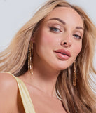 The Edgy Glam Long Chain Fringe Earrings in gold brings edge and energy to your vibe, ready to elevate any festival look or concert outfit.