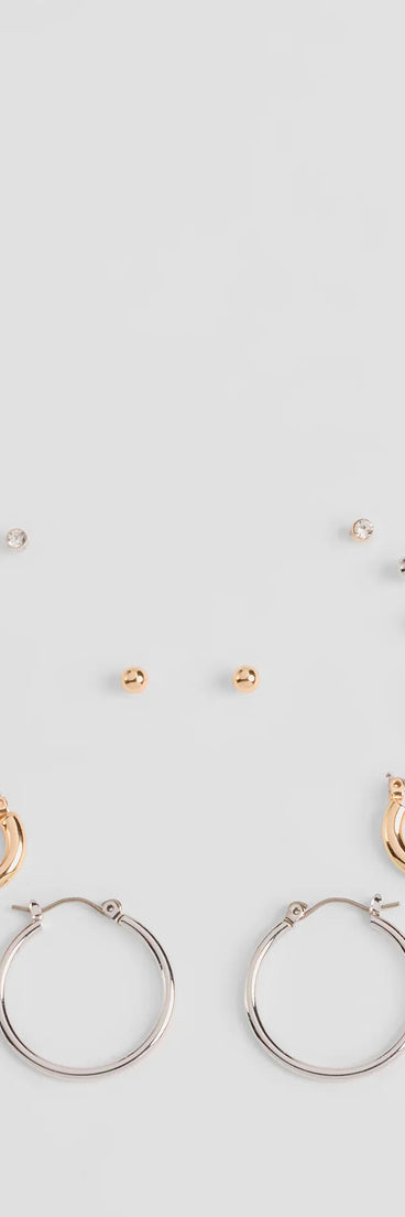 Stay on-trend this season with the Center Of Attention Seven-Pack Earrings Set in multi-color, a must-have for creating stylish and effortless fall looks.