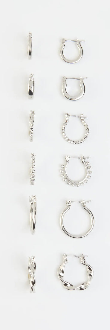 Charming Boldness Six-Pack Mini Hoop Earrings