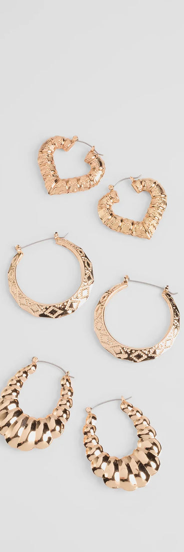 Get inspired with the Favorite Addition Three-Pack Hoop Earrings, a feed-worthy gold piece that’s part of Windsor's updated and curated women’s clothing edit packed with must-have fall outfit ideas.