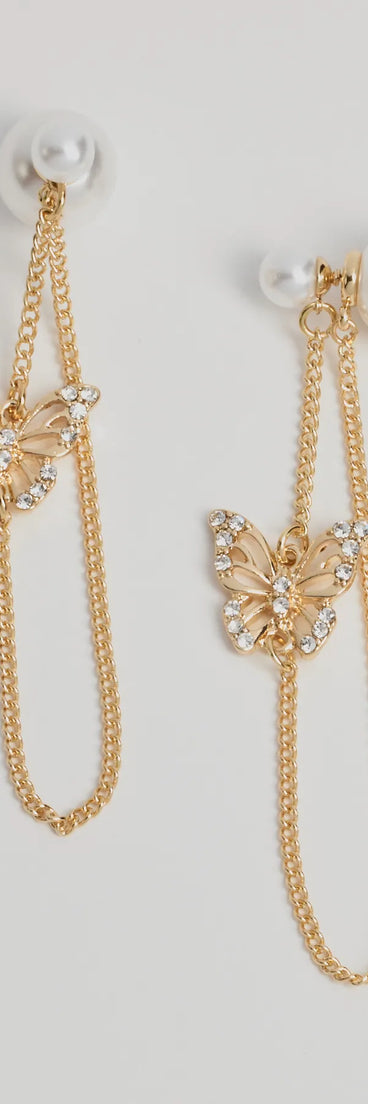 Get inspired with the Glitzy Butterfly Charm Pearl Front-To-Back Earrings, a feed-worthy gold piece that’s part of Windsor's updated and curated women’s clothing edit packed with must-have fall outfit ideas.