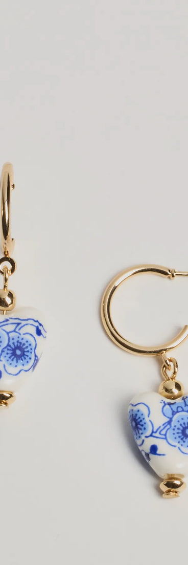 Adorably Dainty Ceramic Heart Small Hoop Earrings, a trendy multi-color addition to women's going-out outfits, is ideal for Christmas party outfits, chic NYE attire, or winter night-out looks that keep you on-trend!