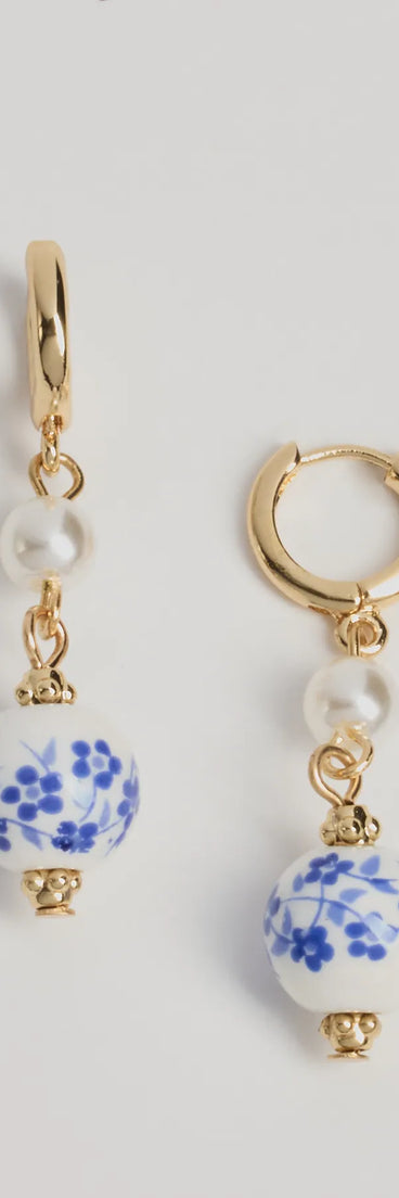 Dainty Chic Ceramic Charm Hoop Dangle Earrings, a trendy multi-color addition to women's going-out outfits, is ideal for Christmas party outfits, chic NYE attire, or winter night-out looks that keep you on-trend!