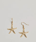 Coastal Chic Starfish Dangle Earrings, a trendy gold addition to women's going-out outfits, is ideal for Christmas party outfits, chic NYE attire, or winter night-out looks that keep you on-trend!
