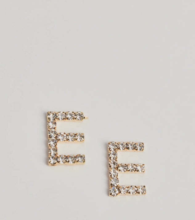Shop Windsor E Initial Rhinestone Stud Earrings Online – Trendy & Affordable Fashion