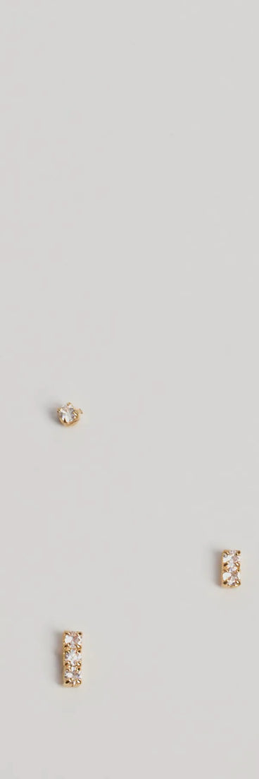 The Delicate Glam Three Pack Stud Earrings in gold is an elevated pick for your best outfit yet, effortlessly delivering a polished look that's sure to turn heads at any celebration.