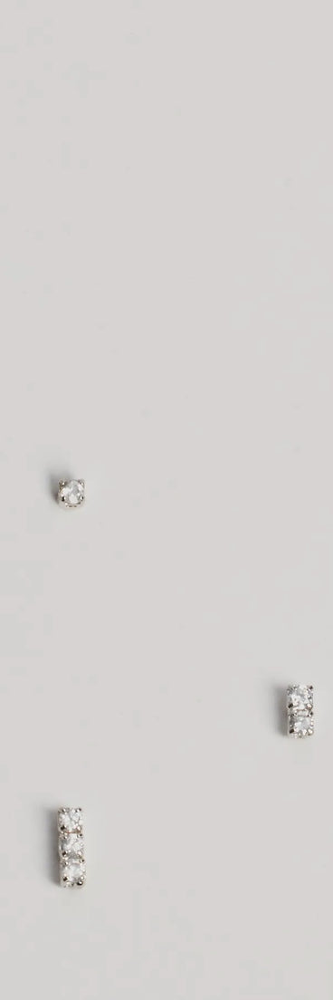 The Delicate Glam Three Pack Stud Earrings in silver is an elevated pick for your best outfit yet, effortlessly delivering a polished look that's sure to turn heads at any celebration.