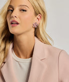 Glam Beauty Rhinestone Flower Stud Earrings