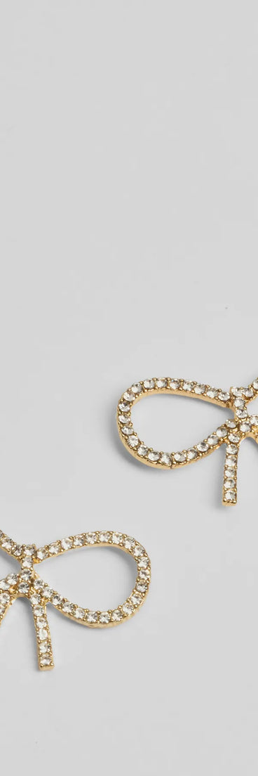 Delicate Glam Rhinestone Bow Earrings