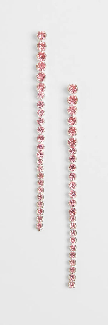 Get inspired with the Glitzy Drama Rhinestone Linear Earrings, a feed-worthy pink piece that’s part of Windsor's updated and curated women’s clothing edit packed with must-have fall outfit ideas.