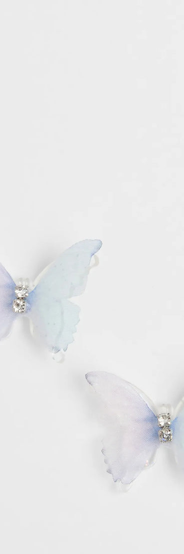 Stay on-trend this season with the Fabulous Flare Butterfly Statement Earrings in blue, a must-have for creating stylish and effortless spring outfits for women.
